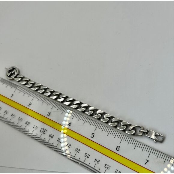 Gucci sterling silver cuban link chain bracelet with interlocking G - Picture 6 of 14